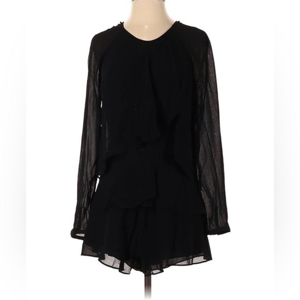NICOLE MILLER ARTELIER Layered Romper Black Layered Size Petite 2 4